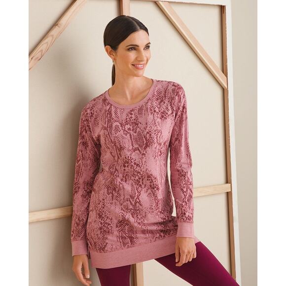 Chico's Zenergy Pink Snake Print Pullover Sweatshirt - Size 1 or Medium - Picture 1 of 9